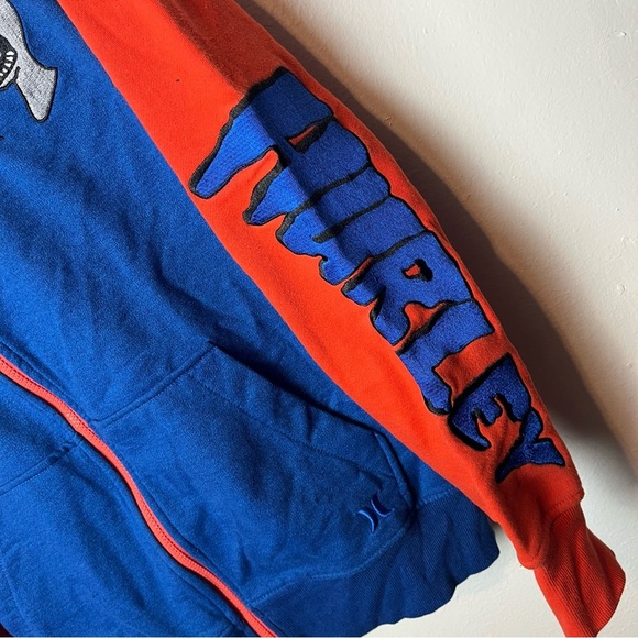 Hurley Signature Rat Yeah Buddy Blue Red Full Zip Hoodie Sweatshirt Men’s Large - Picture 4 of 9